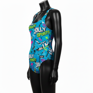 Conjunto de Baño de Alta Calidad en Poliéster y Spandex de 225 GSM, Estampado Urbano Azul, Tela Suave y Elástica, Logotipo Personalizado para Mujer - Product Image 5