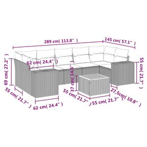 Ensemble de canapés de jardin modulaires en rotin PE gris 8 pièces, collection de meubles de jardin élégante - Product Image 3