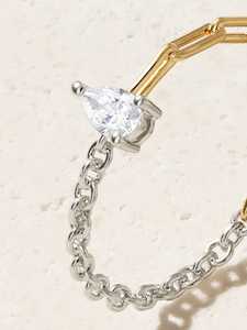 Anillo de Diamantes de Corte Ovalado en Oro Amarillo de 18K para Mujer de Lujo |   Anillo de Boda de Dos Tonos en Oro |   Anillo Moderno con Incrustaciones de Diamantes Certificados por IGI - Product Image 3