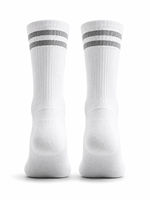 Chaussettes de sport blanches tissées écologiques respirantes antidérapantes avec bande noire personnalisée pour jeunes, course, basketball, football