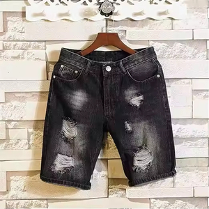 Shorts en jean décontractés pour hommes, coupe droite, effet vieilli, poids lourd, impression numérique, personnalisables, marque privée, haute qualité, OEM 2026 - Product Image 2