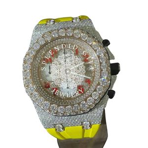 Splendid Gift Jewelry Montre à quartz analogique pour homme avec strass, boîtier rond, chronographe en cristal de saphir, luxe, 45 mm - Product Image 6