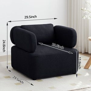 Fauteuil de lecture en velours Teddy de style Mid-Century, chaise d'appoint avec coussins épais, siège rembourré en coton, canapé de salon - Product Image 6