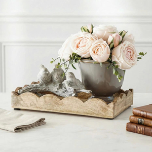 Scalloped wooden tray made in Vietnam, serving tray and wholesale price OEM ODM color - Product Image 1