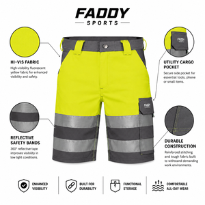 Shorts de travail haute visibilité, shorts de sécurité réfléchissants, shorts cargo multi-poches, uniforme de travail d'été pour les ouvriers du bâtiment - Product Image 6
