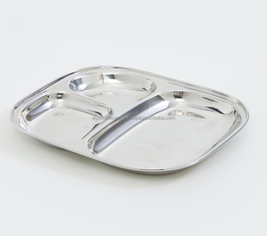 Assiette à compartiments en acier inoxydable européenne |   Vaisselle durable et réutilisable |   Logo OEM |   Fournisseur en gros - Product Image 2