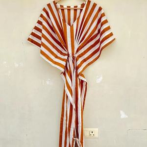 Pure Cotton Caftan <b>Dress</b> Ladies Cotton Gown Light <b>Weight</b> Indian Handmade Cotton Kaftan - Product Image 1