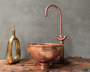 Évier de comptoir en cuivre moderne pour la décoration intérieure minimaliste de la salle de bain, projet de mise à niveau de la décoration intérieure élégante et luxueuse - Product Image 3