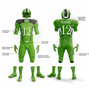 Sportswear Polyester Mesh Comfortable Solid Plain Color <b>Padded</b> Protective American Football Uniforms New Design Football Kits - Product Image 2