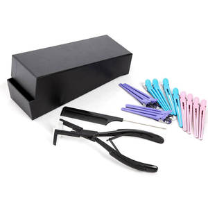 Kit d'outils pour extensions de cheveux avec pinces, peigne et kit d'installation pour extensions à bandes, pour tissage et retrait de cheveux, en acier inoxydable - Product Image 3