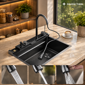 Fregadero de Cocina Rectangular de Acero Inoxidable 304 Moderno Daystar Trade, de un Solo Tazón, para Instalar Bajo Encimera, con Cuatro Orificios y Acabado Cepillado - Product Image 3