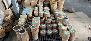 Plateau moderne artisanal en rotin et nacre Blue Lotus Aaron, favori des clients 2026, pour la décoration de table basse et l'organisation de bijoux - Product Image 6