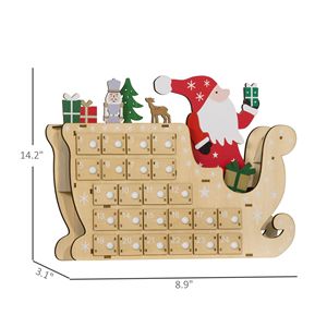Calendario de Adviento de madera Natural reutilizable para Navidad 24 cajones de Cuenta regresiva decoración de vacaciones regalo de Navidad para niños adultos - Product Image 3