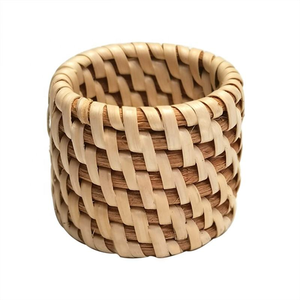 Woven Rattan Napkin Ring Handicrafts Wedding <b>Table</b> Decorate and Restaurant <b>Bamboo</b> Burlap Napkin Rings Rope - Product Image 2