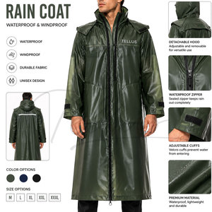 Imperméable long pour femme en PVC transparent, coupe-vent, imperméable, pour l'extérieur, avec poches, personnalisable - Product Image 6