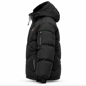 Chaqueta Acolchada con Capucha para Hombre, con Logotipo Bordado Personalizado, Negra, Impermeable, con Cierre, Chaqueta de Invierno, Ropa de Abrigo, Venta al Por Mayor, OEM - Product Image 4