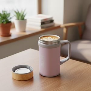 New 500ml Stainless Steel Porcelain Lined Vacuum <b>Flask</b> Thermal Mug with Hand Grip 4-6hrs <b>Hot</b> & 8-10hrs Cold Insulation - Product Image 1