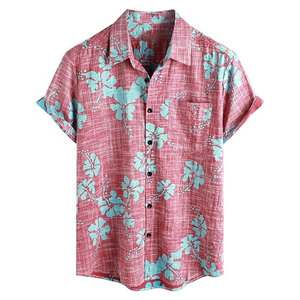 Chemise hawaïenne tendance pour homme à manches courtes, motif botanique sur le devant, décontractée, idéale pour l'été, les vacances à la plage, les voyages, les stations balnéaires et les événements - Product Image 1