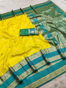 Sari Tradicional Indio de Seda Banarasi con Trabajo de Tejido Zari para Bodas y Eventos Festivos, Atuendo para Mujer - Product Image 6
