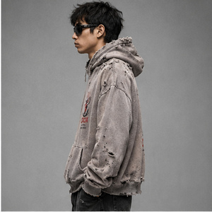 เสื้อฮู้ดดี้ผู้ชายสไตล์ดิสเทรส ทรงหลวม พรีเมียม สตรีทแวร์ นุ่ม อุ่น ใส่ได้ทุกวัน ไอเท็มสุดฮิต ล่าสุด - Product Image 6