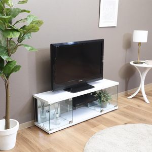 Modern Tempered Glass <b>TV</b> Stand with Storage for 50-54 in <b>TVs</b> Living Room Furniture - Product Image 6