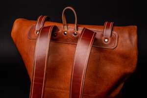 Digital Nomad Leather Roll Top Backpack Tech Organized Rucksack For Remote <b>Work</b> Large Laptop <b>Bag</b> LRTB-0162B - Product Image 4