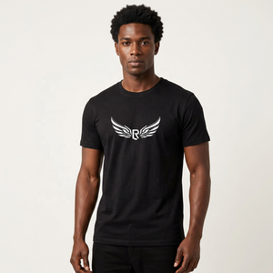T-shirt pour homme en coton 100% noir, coupe classique, manches courtes, col rond, jersey décontracté, couleur unie, respirant et écologique - Product Image 4