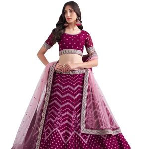 Georgette Silky Blouse & Lehenga et dupatta Choli en tenue de mariage pour femme - Product Image 1