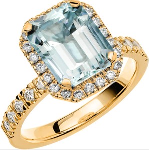 Luxury <b>Emerald</b> Cut Blue Topaz Engagement <b>Ring</b> 925 Sterling <b>Silver</b> 14K Gold Plated Wedding Party Elegant Fine Jewelry - Product Image 3