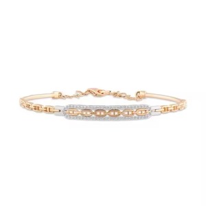 Round Cut Diamond <b>Bracelet</b> Tennis Classic Simple Unique Design Real Diamond Studded <b>Bangle</b> <b>Bracelet</b> in 18K Yellow Gold - Product Image 3