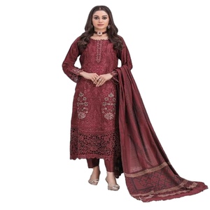 Eid Vente Robes de travail indiennes et pakistanaises à broderie lourde Pakistanaise et indienne Salwar Kameez trois pièces Saari pour femmes - Product Image 1