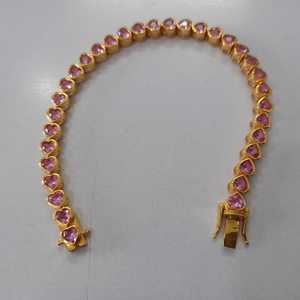New Arrival 2026 Designer 19k Gold Plated Silver <b>Bracelets</b> With Small Heart Cut Pink Sapphire Gemstone Work Shiny <b>Bracelets</b> - Product Image 2