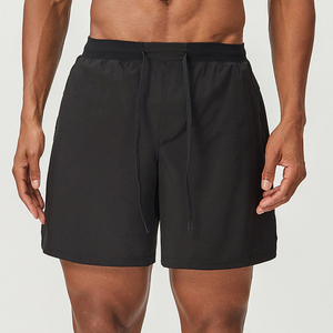 Shorts pour hommes à taille élastique, couleur unie, séchage rapide, coupe mi-haute, décontractés, tissés, 100% polyester - Product Image 1