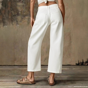 Wholesale OEM ODM Unisex Wide Leg <b>Boot</b> Cut Denim Casual Jeans Breathable Eco-Friendly Medium Wash Loose Fit Mid Waist - Product Image 6
