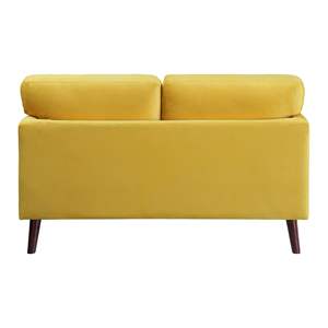 Mangio d'amore moderno contemporaneo per soggiorno 1 pezzo di velluto giallo tappezzeria con marrone scuro gambe in legno massiccio mobili - Product Image 5