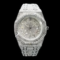 Neue VVS Moissanit Edelstahl Quadratische Luxusuhr mit Saphirglas, Quarz-Automatik für den Täglichen Gebrauch, Klassische Hip-Hop Herrenuhr