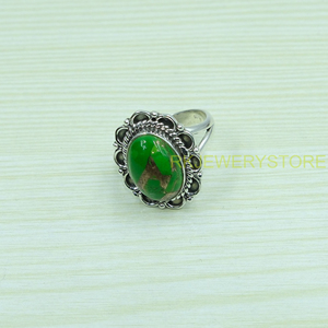 Anillo de piedra preciosa de turquesa verde cobriza natural de alta calidad – Anillo llamativo hecho a mano en plata de ley 925, regalo de joyería de diseñador - Product Image 6