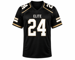 Camiseta de Fútbol Elite 24 Negra para Hombre, Manga Corta, Cuello en V, Deportiva, con Ribete en Contraste, 100% Algodón, UPF 50+, Estampado por Transferencia de Calor - Product Image 1