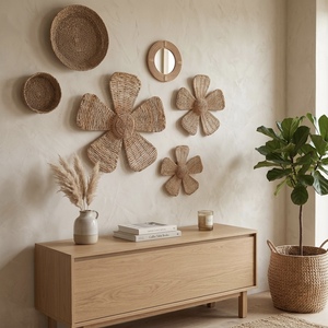Decoración de Pared de Flores de Ratán Tejidas a Mano de Primera Calidad, Estilo Boho Chic Natural, Adorno para el Hogar, Arte de Pared Ecológico y Sostenible, Hecho por Artesanos - Product Image 6