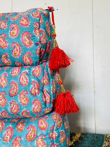 Set Of 3 Cotton Quilted Makeup Bag & Organizer, Cotton Toiletry <b>Case</b>, Travel Bag, Indian Block Print Makeup - Product Image 5