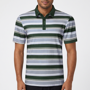 Polo en tricot pour homme, manches courtes, coupe classique, vert, gris, blanc, à motifs, col classique - Product Image 6