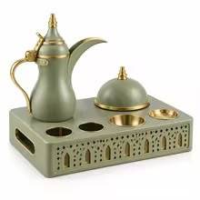 Creative Black White Patterned Arabic Coffee <b>Set</b> Dallah <b>Pot</b> Glass <b>Cups</b> Rolling Cart Tray Middle East Tableware Wholesale - Product Image 6