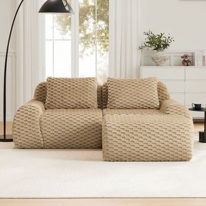 Divano componibile moderno a L da 82 pollici in tessuto flanella, divano oversize a 2 posti senza struttura con elementi mobili per soggiorno - Product Image 2