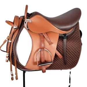 Selle de dressage anglaise de qualité supérieure en cuir véritable noir avec étriers et sangle de selle, ajustement confortable, équipement d'équitation unisexe - Product Image 6