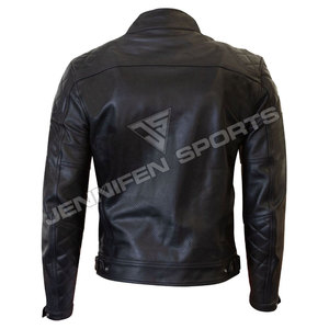 Veste de motard en cuir de vachette véritable de haute qualité pour hommes, coupe ajustée, coupe-vent, imperméable, avec poches zippées, vente en gros - Product Image 3