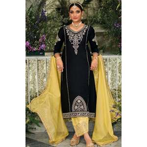เสื้อ Plazzo dupatta ใส่ปาร์ตี้สไตล์อินเดียและปากีสถานที่สวยงามพร้อมด้วยการเข้ารหัสลำดับที่ซับซ้อน - Product Image 6