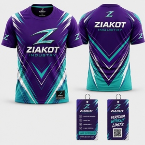 ZIAKOT industry New design Men's Custom Black Pink-Light Blue Performance <b>T</b>-<b>Shirt</b> - Product Image 2