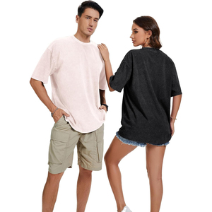 เสื้อยืดคอกลมแขนสั้นทรงโอเวอร์ไซส์สำหรับผู้ชาย สีพื้น ผ้าถักเนื้อนุ่ม ใส่สบาย - Product Image 4