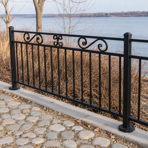 Barandilla Decorativa de Metal Negro para Límites de Lago, Valla de Seguridad para Jardín, Camino, Orilla del Agua, Diseño para Exteriores - Product Image 3