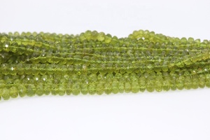 Cuentas Rondelle facetadas de peridoto natural 6-10mm hebra de gran tamaño 16 pulgadas de largo para la fabricación de joyas - Product Image 2